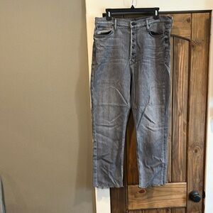 Mother Straight Fit Raw Hem Jeans